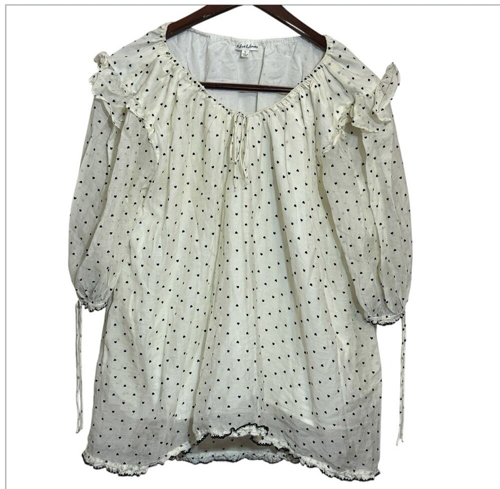 For Love and Lemons Eden Mini Dress Tunic Ruffles Heart Print Size Medium